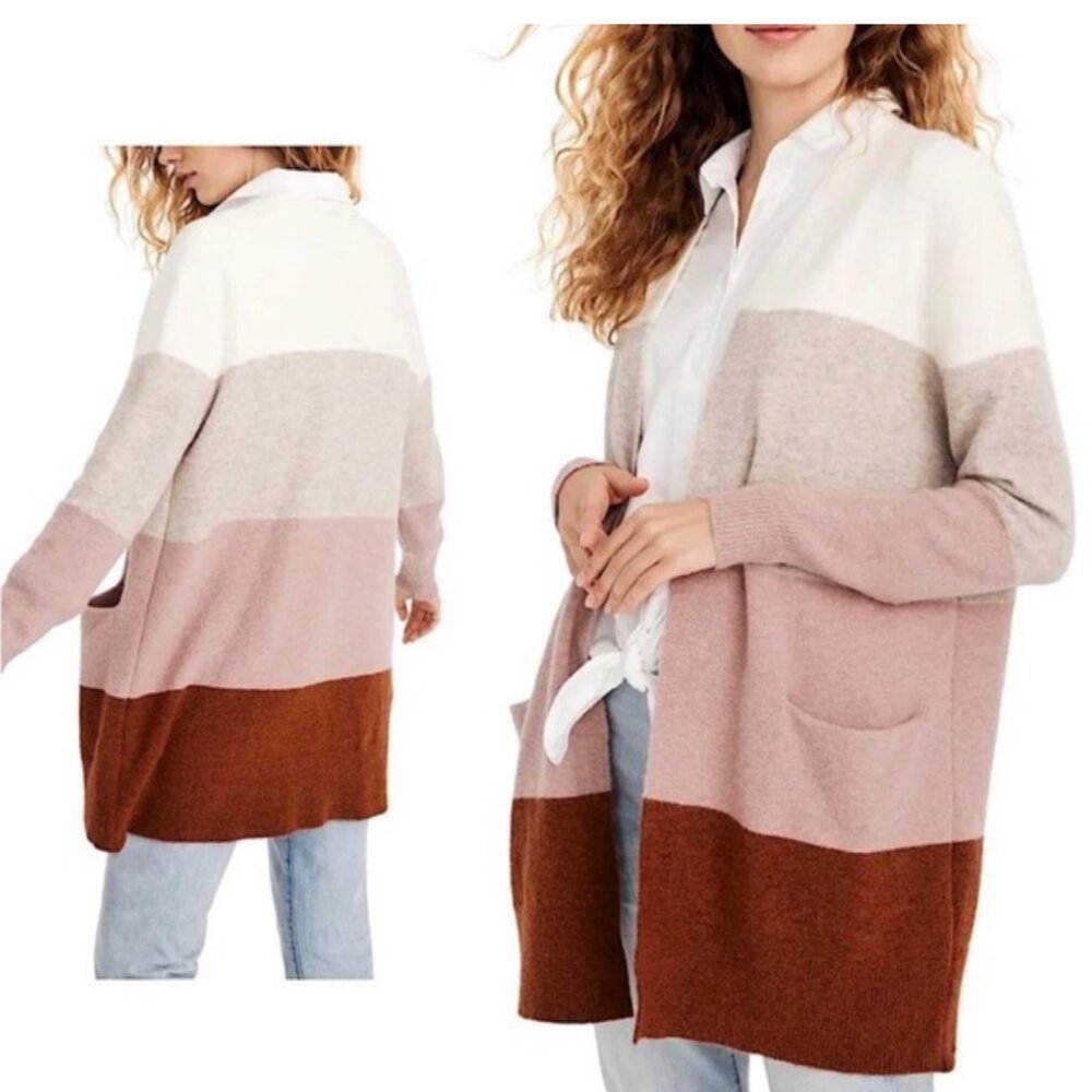Madewell Ryder Neapolitan Stripe Merino Wool Open Cardigan Sweater